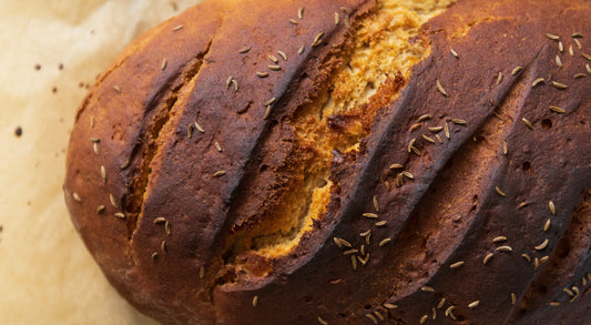 Honey Rye bread loaf with caraway seeds