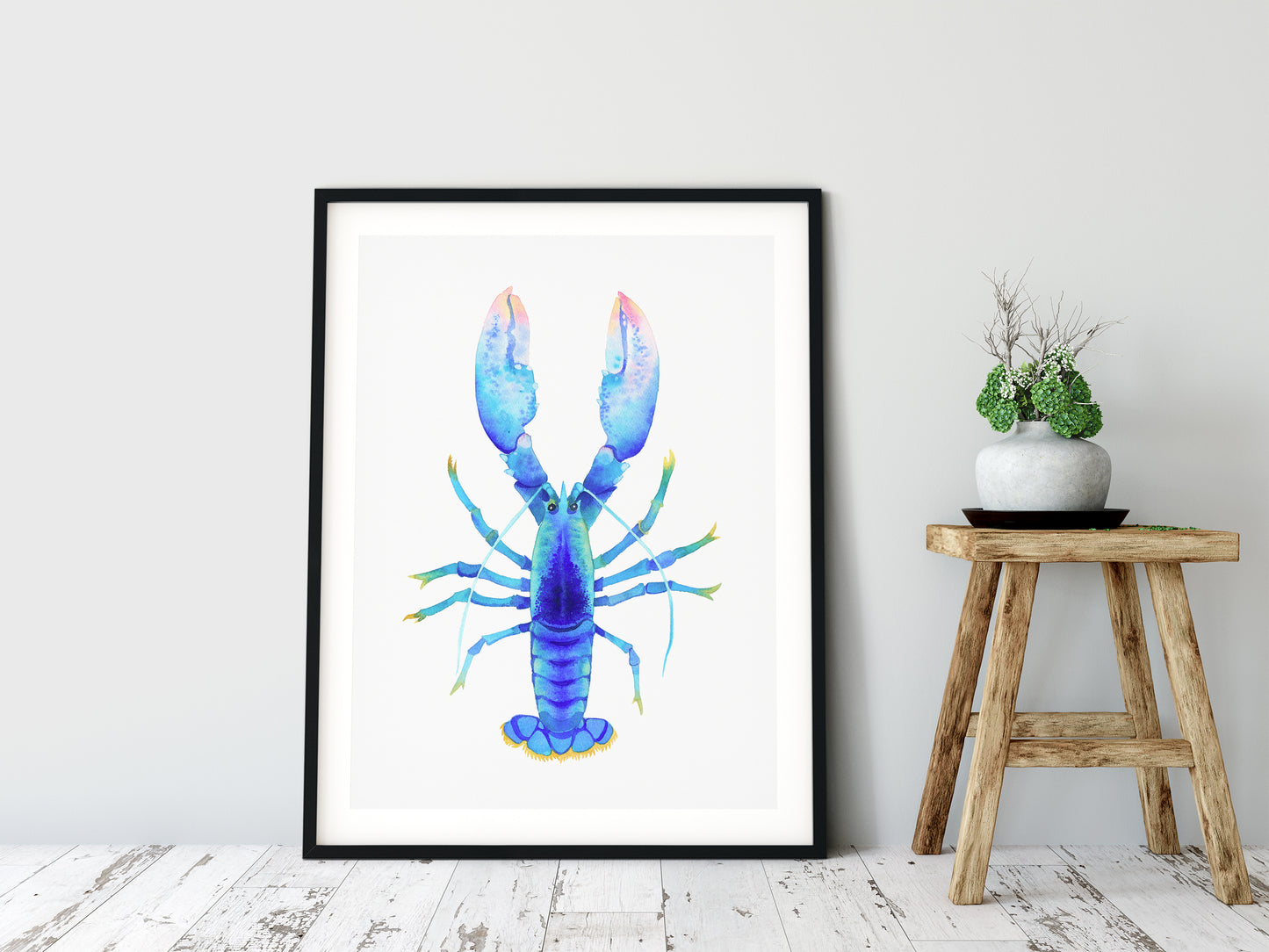 BLUE LOBSTER Watercolor Painting Giclée Print #L02