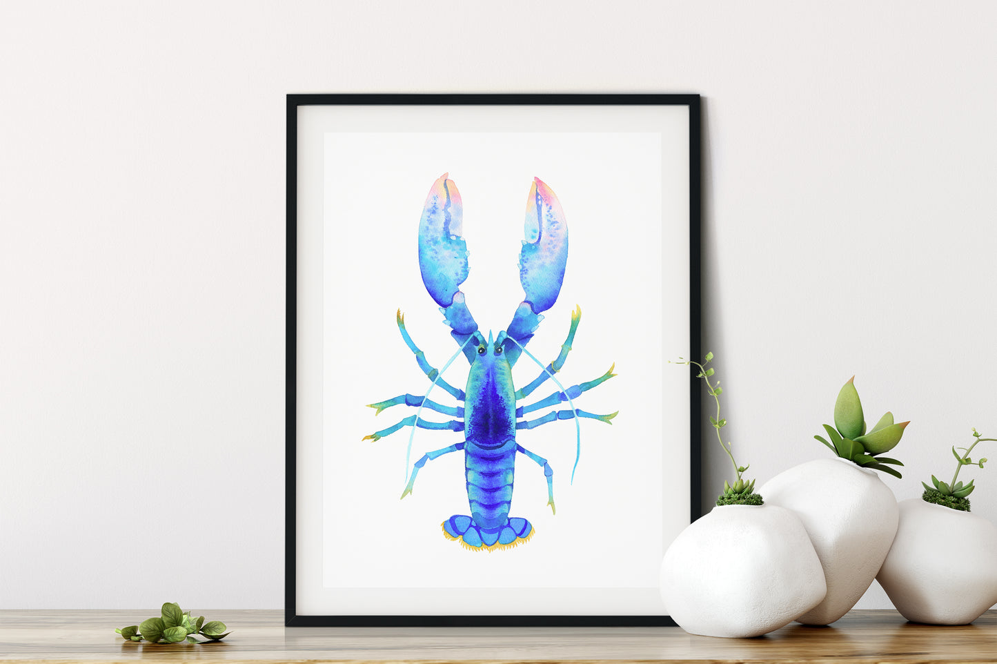 BLUE LOBSTER Watercolor Painting Giclée Print #L02