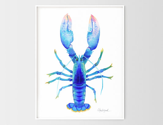 BLUE LOBSTER Watercolor Painting Giclée Print #L02