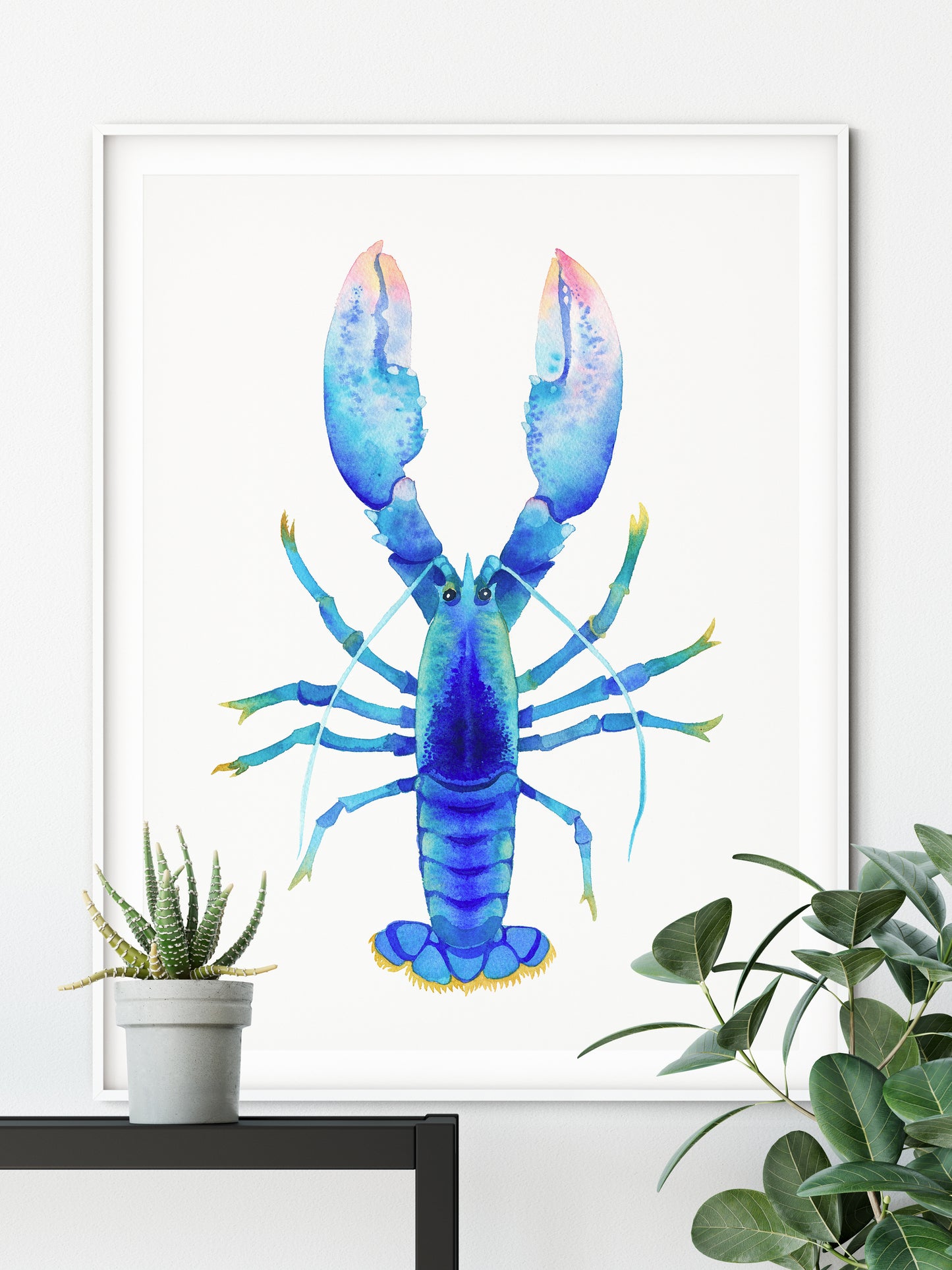 BLUE LOBSTER Watercolor Painting Giclée Print #L02