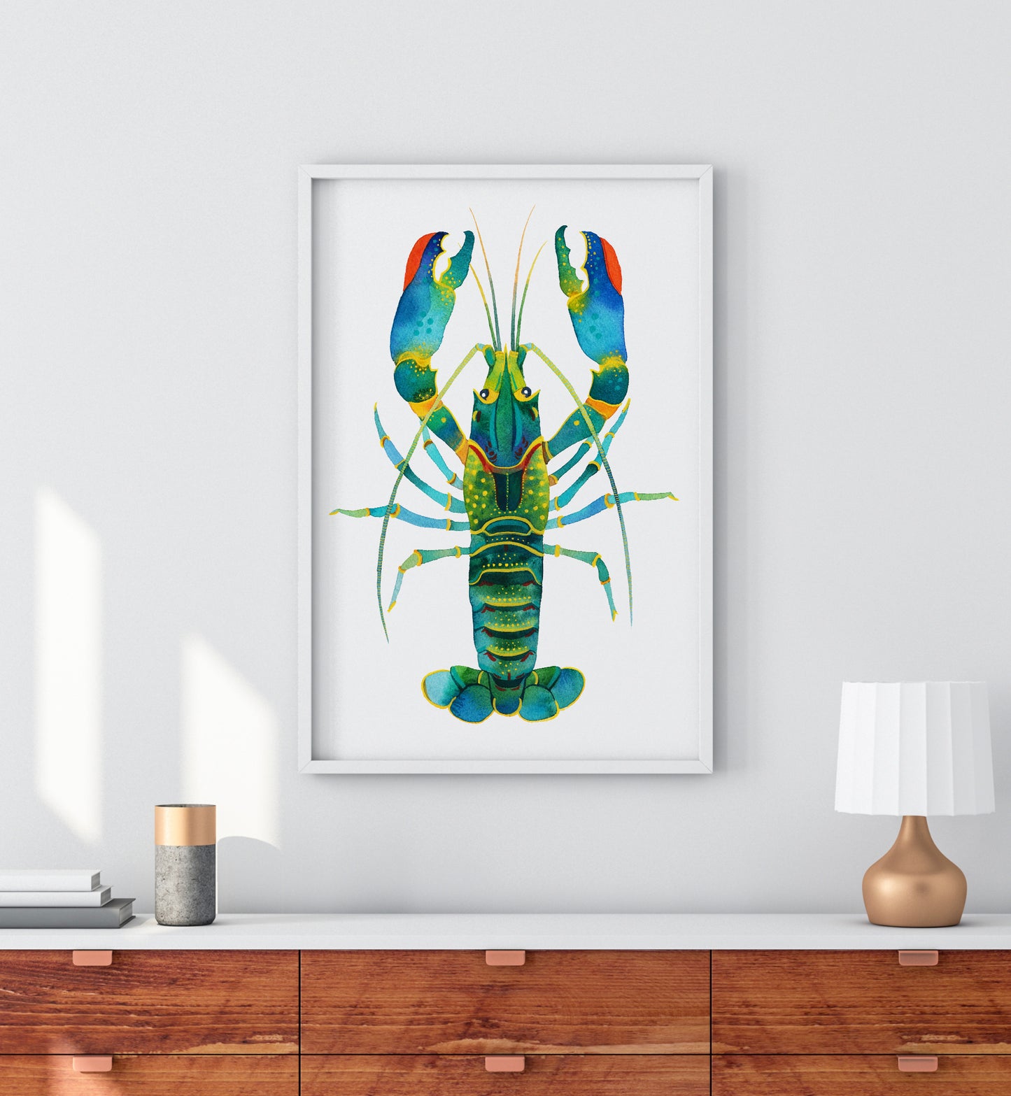 RED CLAW CRAYFISH LOBSTER Watercolor Painting Giclée Print #L03