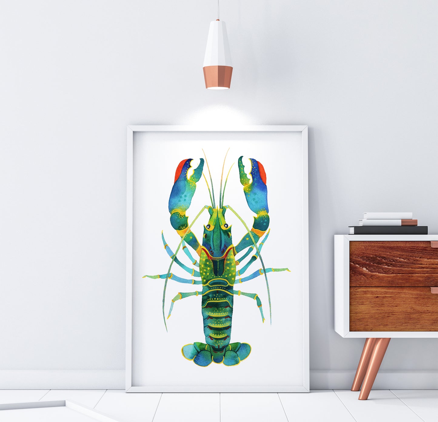 RED CLAW CRAYFISH LOBSTER Watercolor Painting Giclée Print #L03