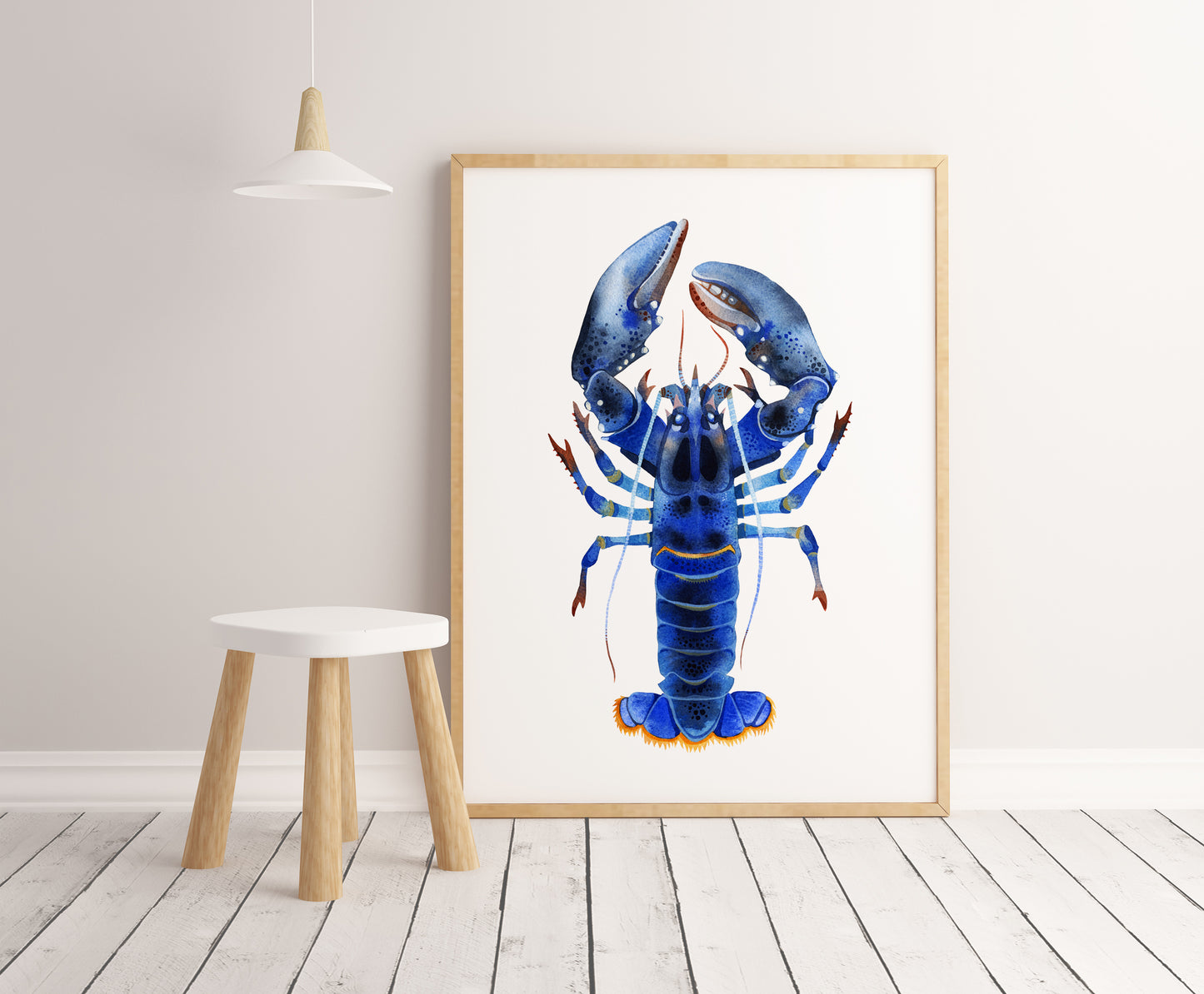 BLUE LOBSTER Watercolor Painting Giclée Print #L04