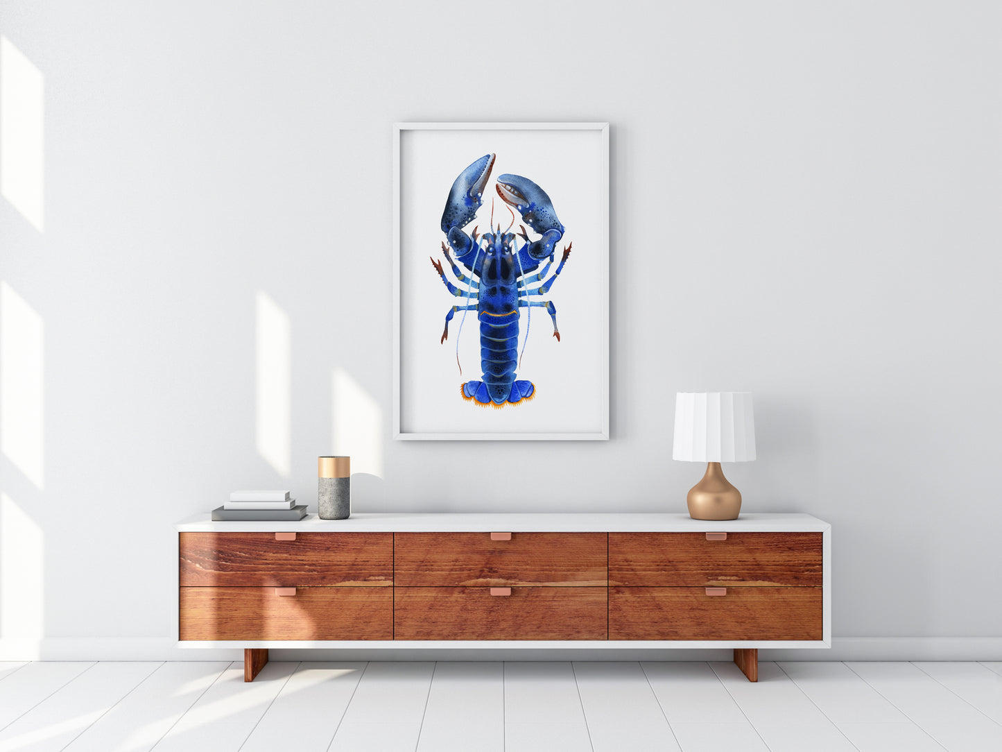 BLUE LOBSTER Watercolor Painting Giclée Print #L04