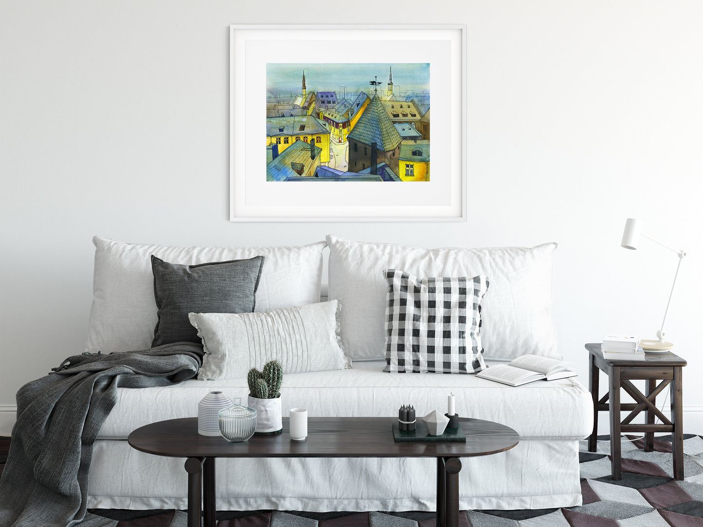 TALLINN AT NIGHT Watercolor Painting Giclée Print #A01