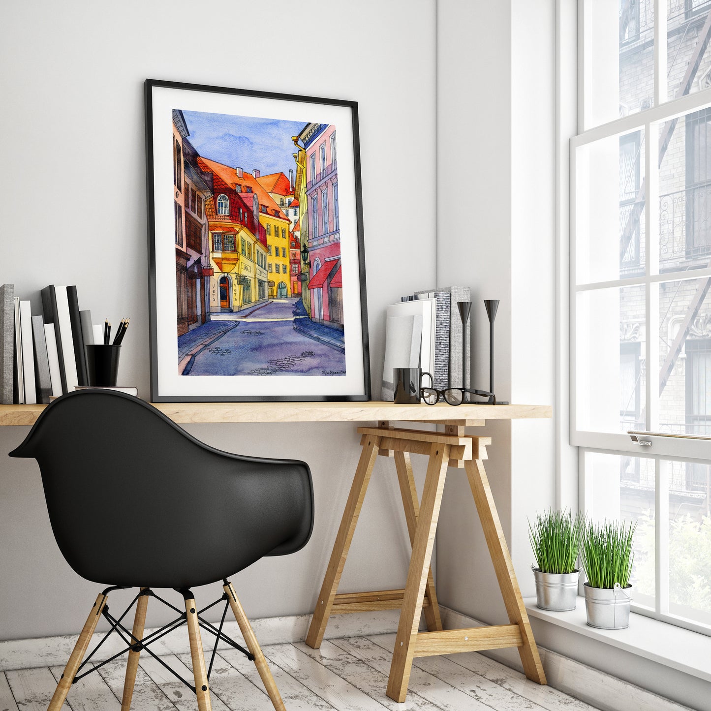 OLD TALLINN Watercolor Painting Giclée Print #A03