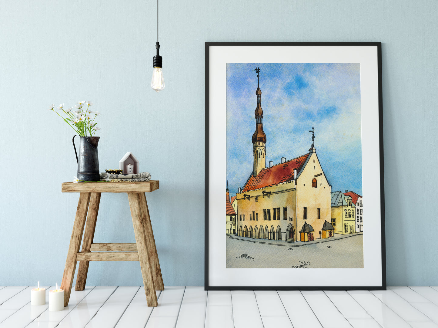 TALLINN CITY HALL Watercolor Painting Giclée Print #A04
