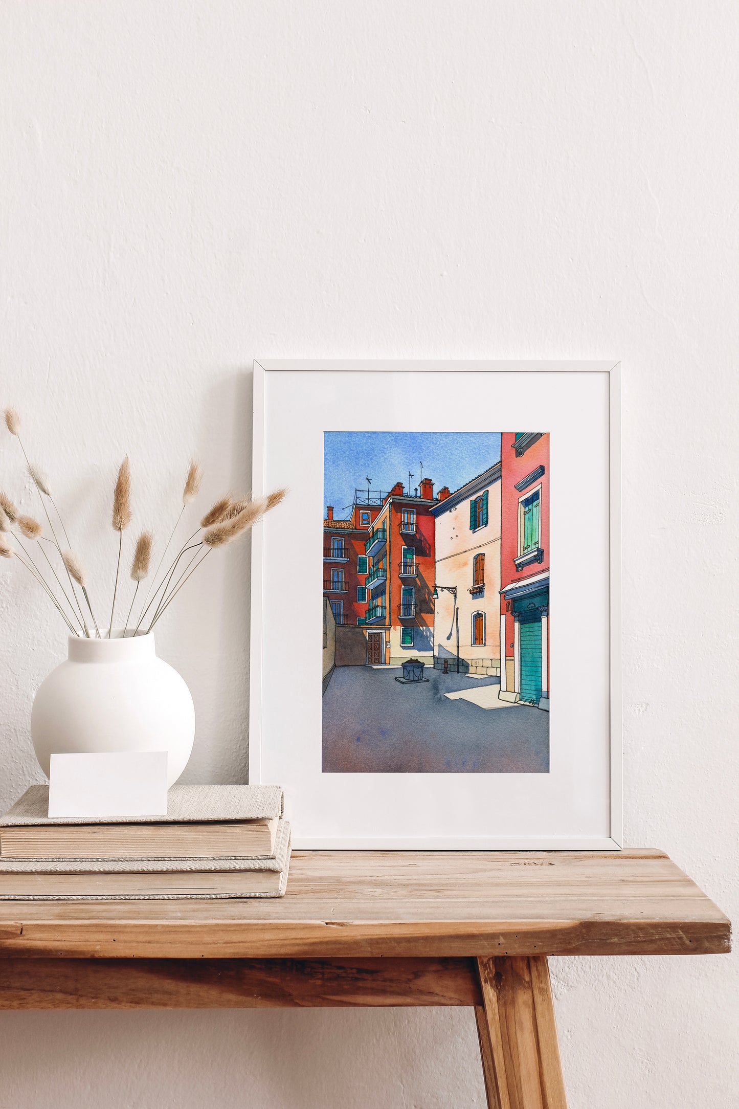 VENICE Street View Watercolor Painting Giclée Print #A08