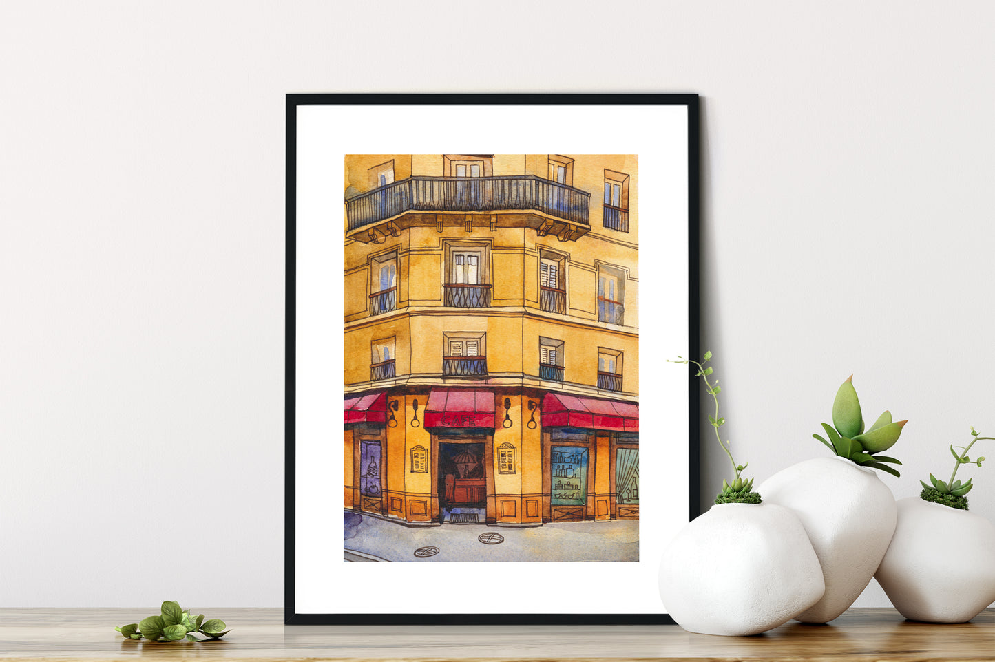 CAFE IN PARIS Watercolor Painting Giclée Print #A09