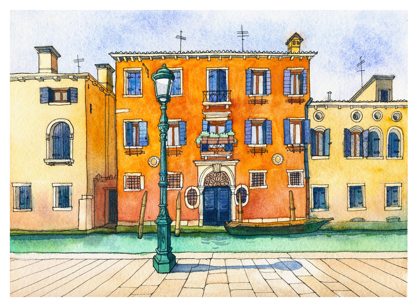 Fondamenta de la Misericordia in Venedig, Italien Aquarellmalerei Giclée-Druck #A13