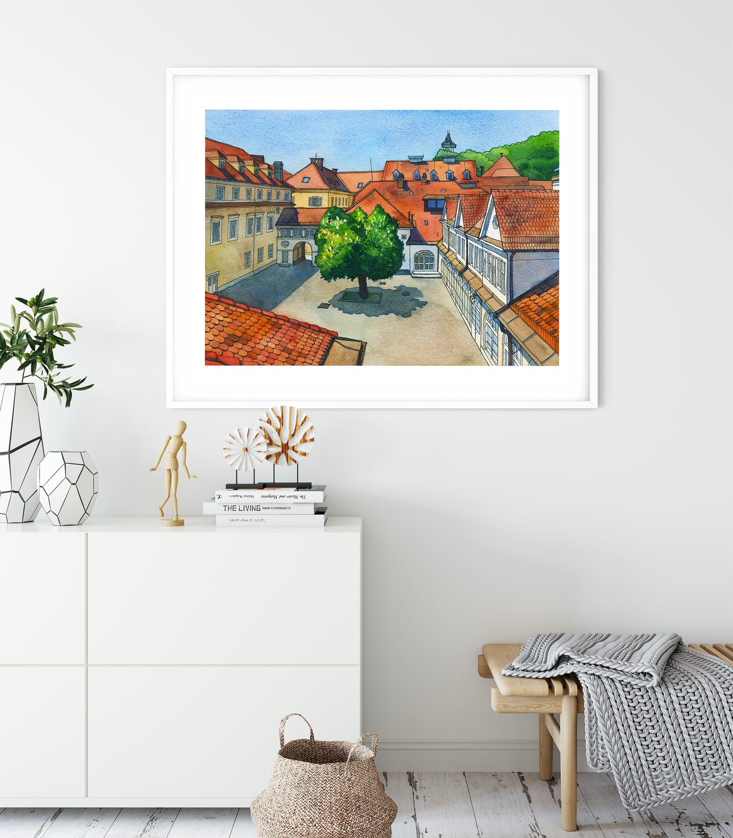 Graz Courtyard at Hofgasse 13 — Architecture Watercolor Giclée Print (#A21)