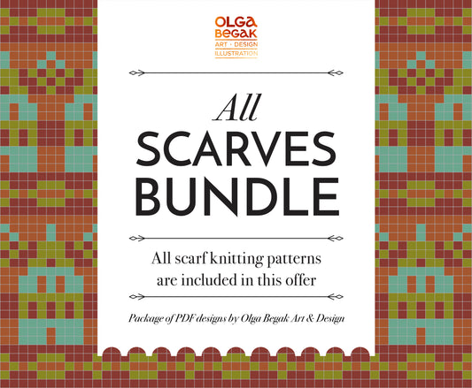 Fair-Isle-Schals-Strickmusterpaket – 5 einzigartige Designs