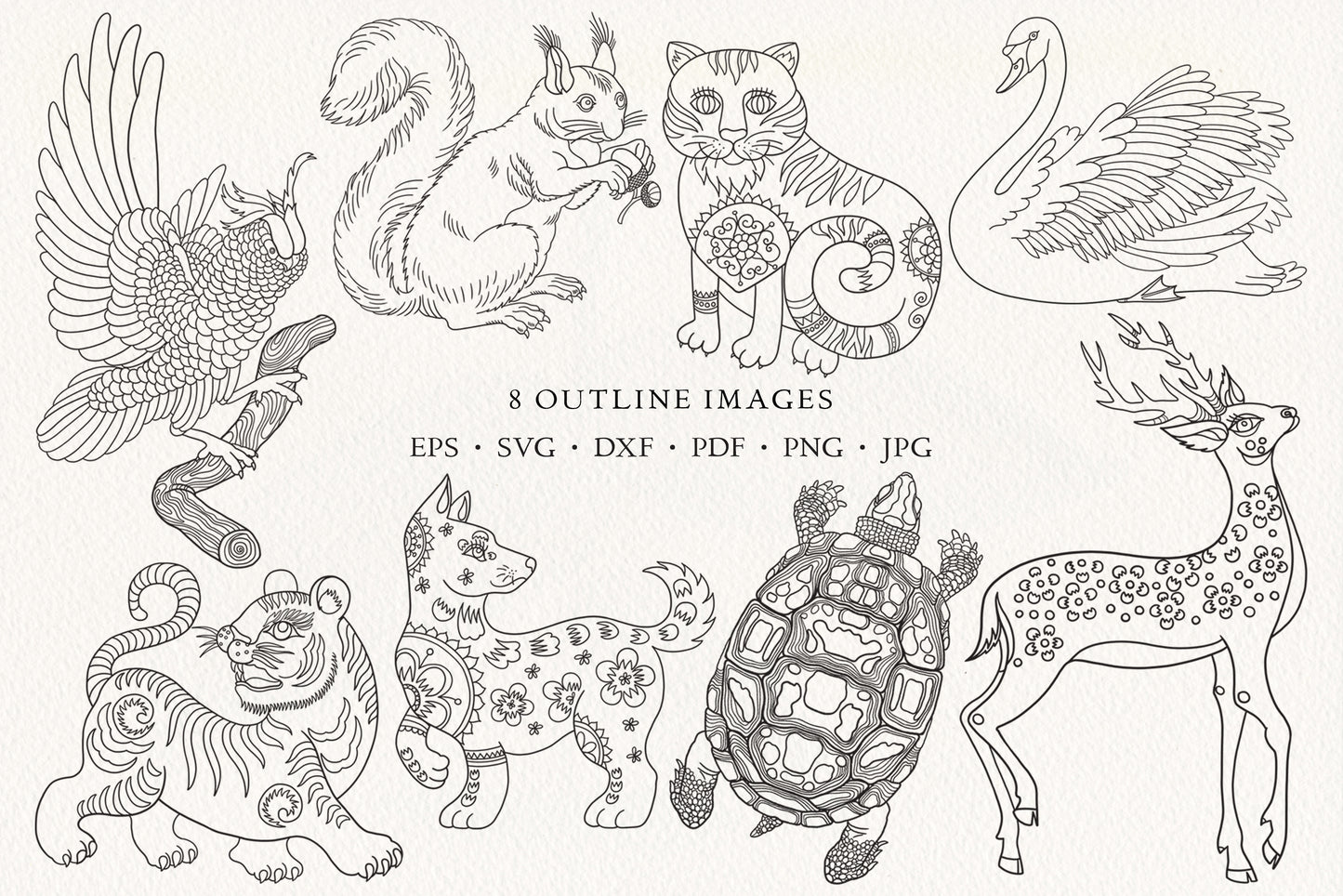 LINE ART & SOLID Vector Illustration Bundle