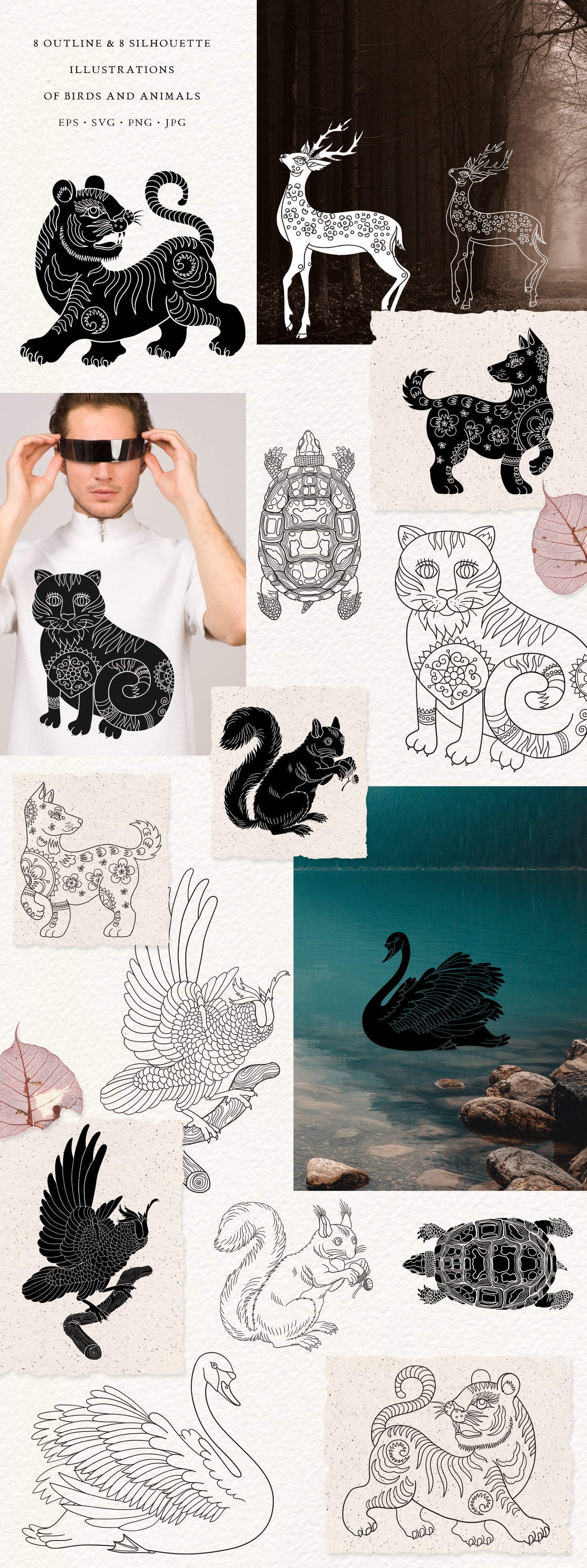 LINE ART & SOLID Vector Illustration Bundle