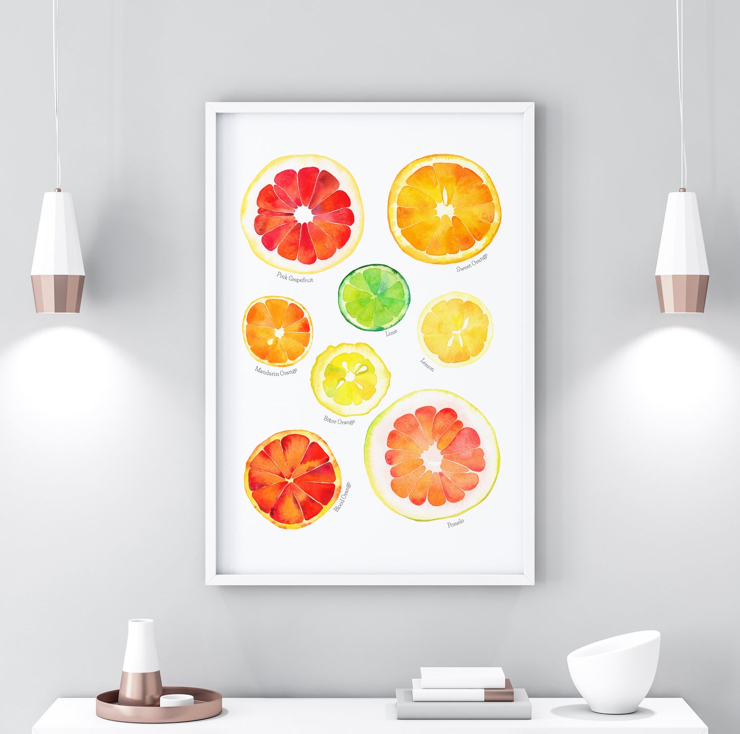 CITRUS FRUITS Watercolor Painting Giclée Print #W17