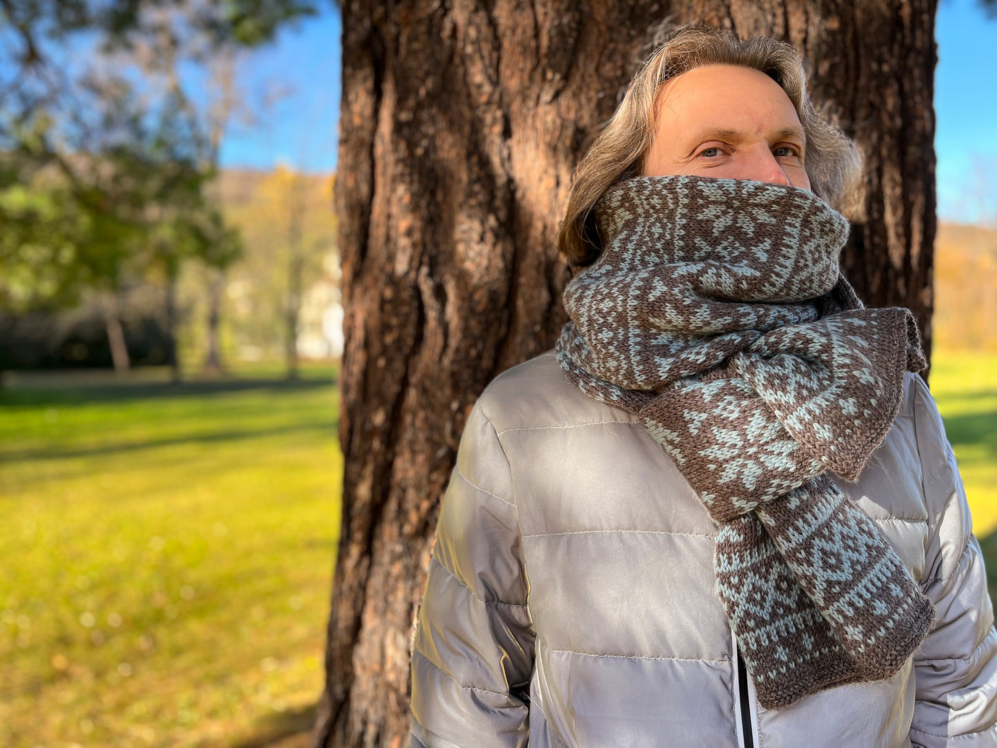 SONKA BUNNY Long Hand-Knitted Fair Isle Scarf — Ready To Wear