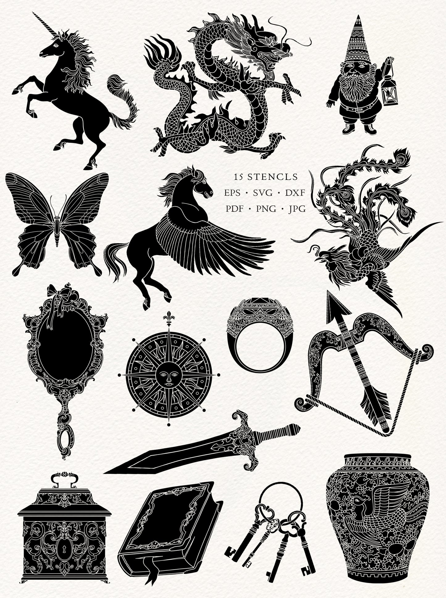 LINE ART & SOLID Vector Illustration Bundle