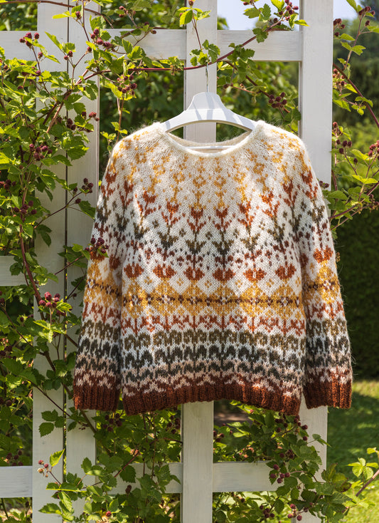 Eule Isländischer Lopapeysa Pullover L • Grob gestrickter Wollpullover • Sofort tragbar