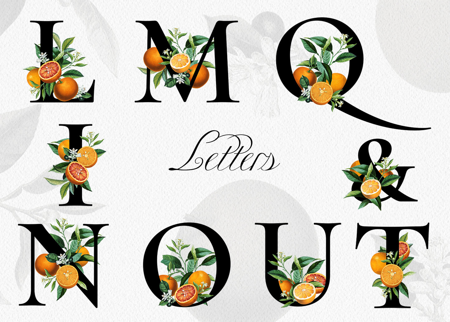 ORANGE Citrus Monogram Alphabet