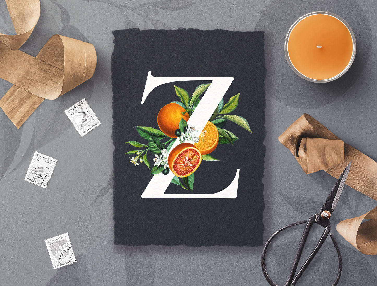 ORANGE Citrus Monogram Alphabet