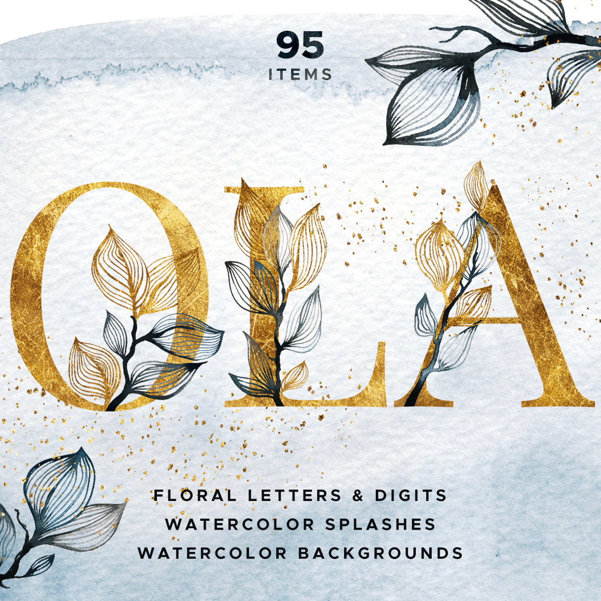 OLA Floral Gold Alphabet