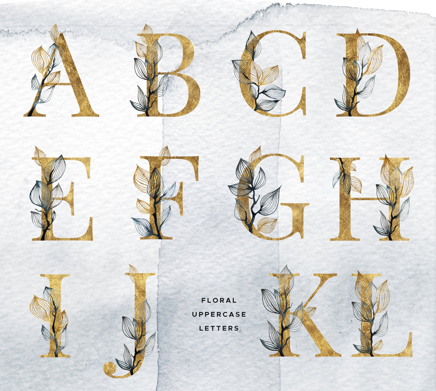 OLA Floral Gold Alphabet