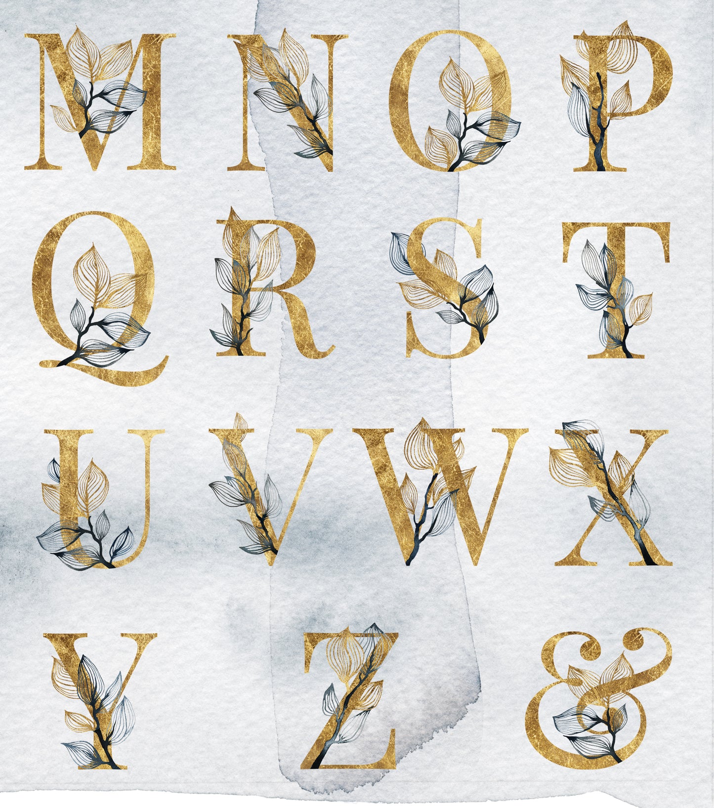 OLA Floral Gold Alphabet