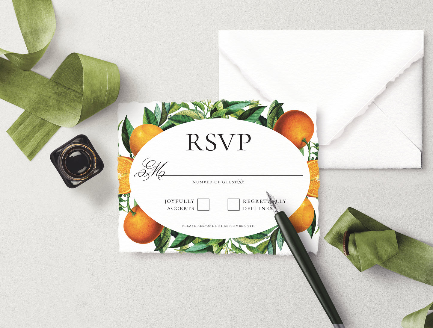 VINTAGE ORANGE CITRUS Wedding Invitation Suite