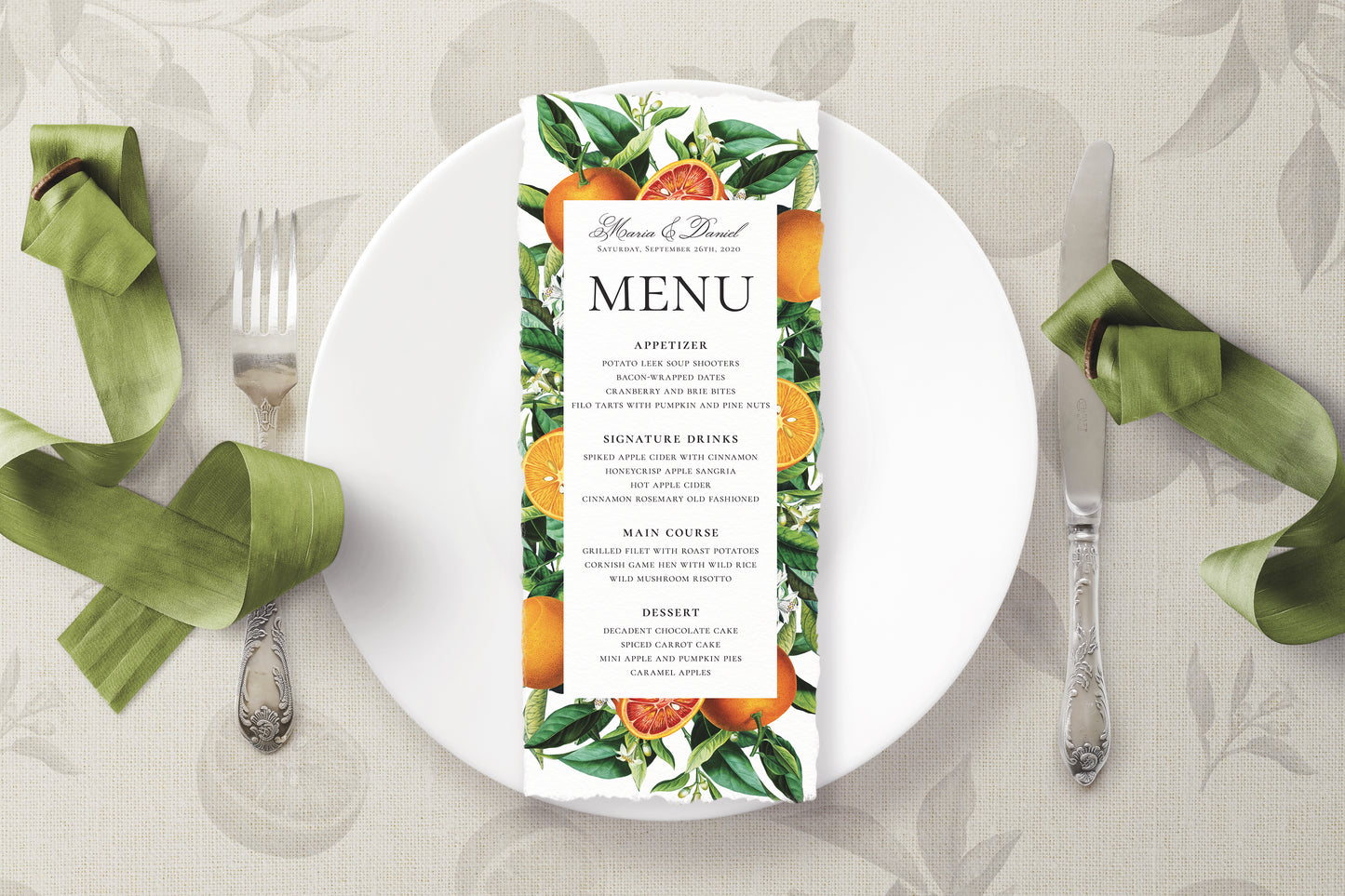 VINTAGE ORANGE CITRUS Wedding Invitation Suite