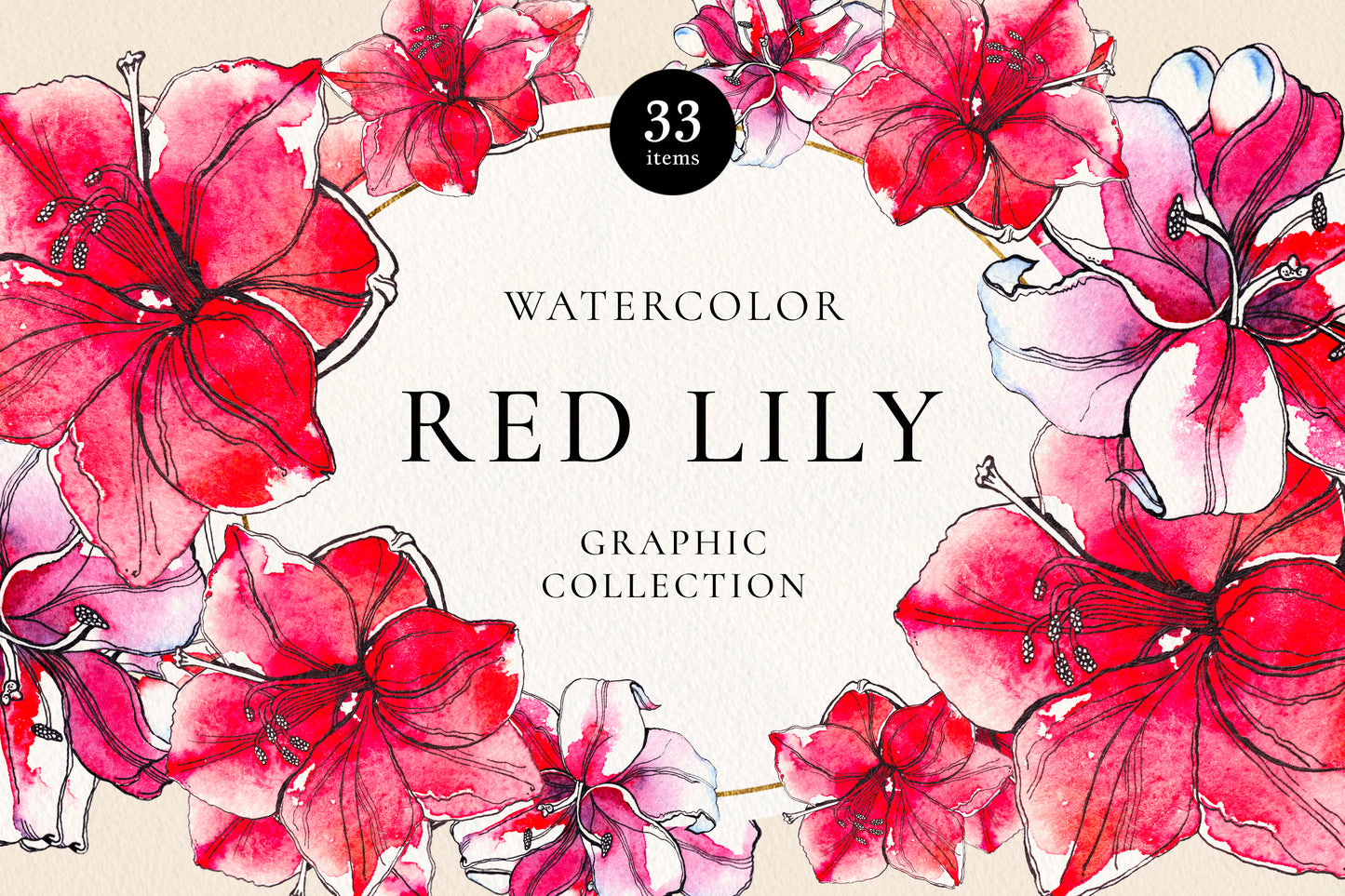 WATERCOLOR RED LILY Graphic Collection
