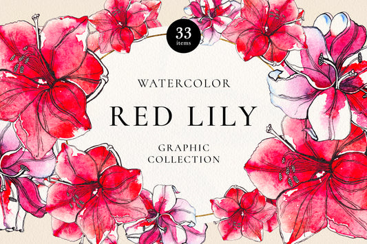 WATERCOLOR RED LILY Graphic Collection