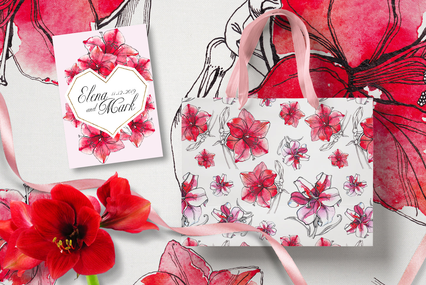 WATERCOLOR RED LILY Graphic Collection