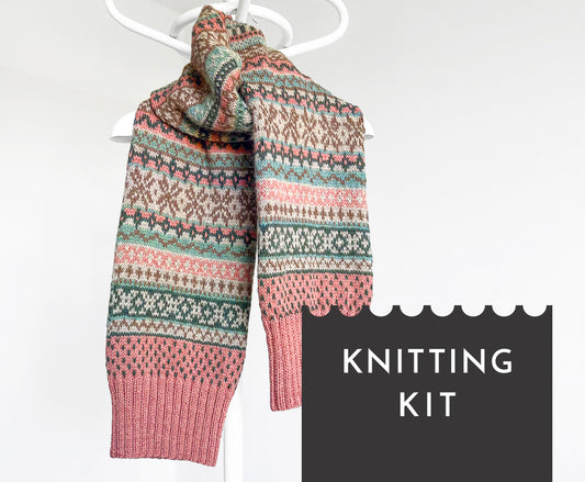 ROHUKÜLA Fair Isle Schal DIY Strickset mit Alpakagarn