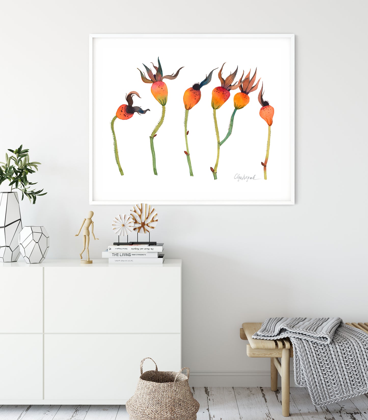 ROSE HIPS Watercolor Painting Giclée Print #W02