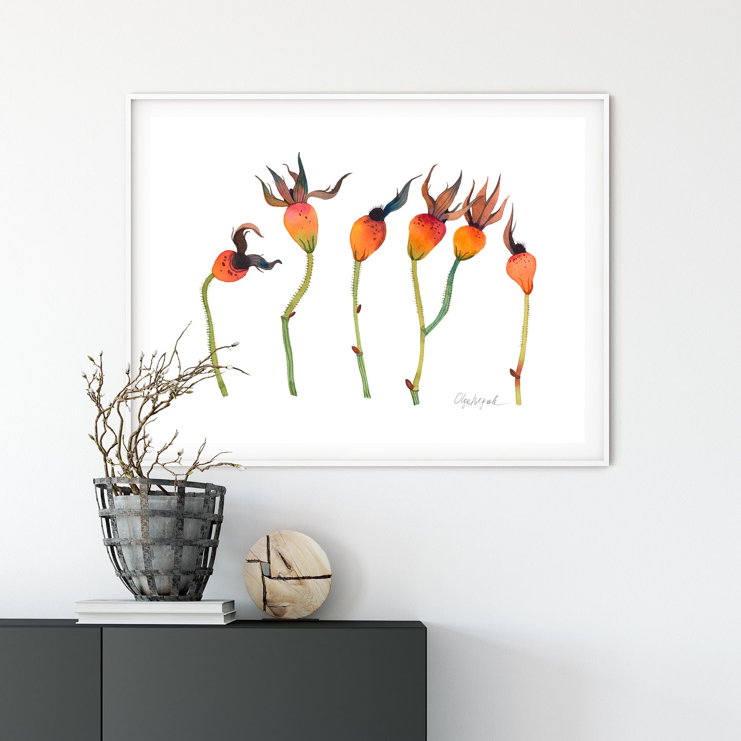 ROSE HIPS Watercolor Painting Giclée Print #W02