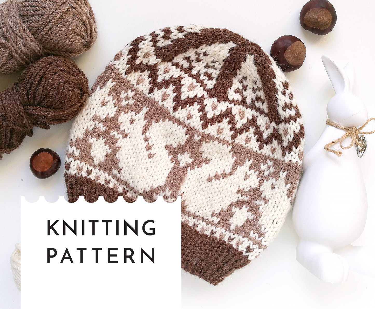 SELBU SQUIRREL Fair Isle Hat Knitting Pattern
