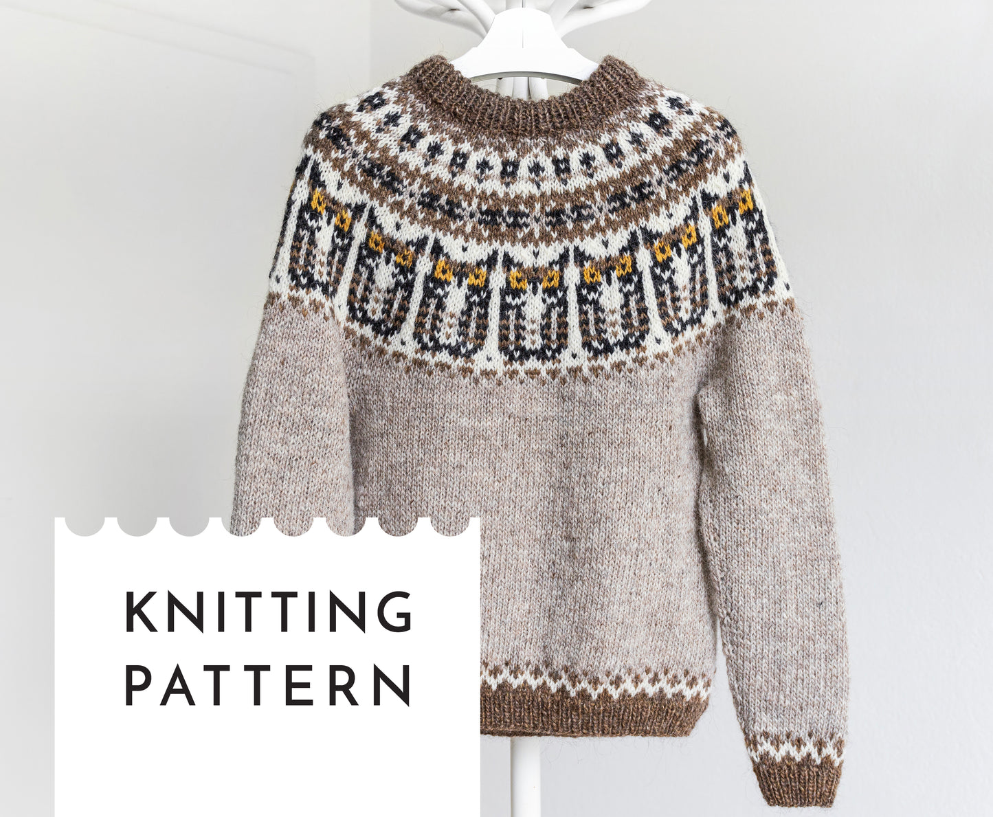 UHU Eagle-Owl Icelandic Lopapeysa Sweater Knitting Pattern