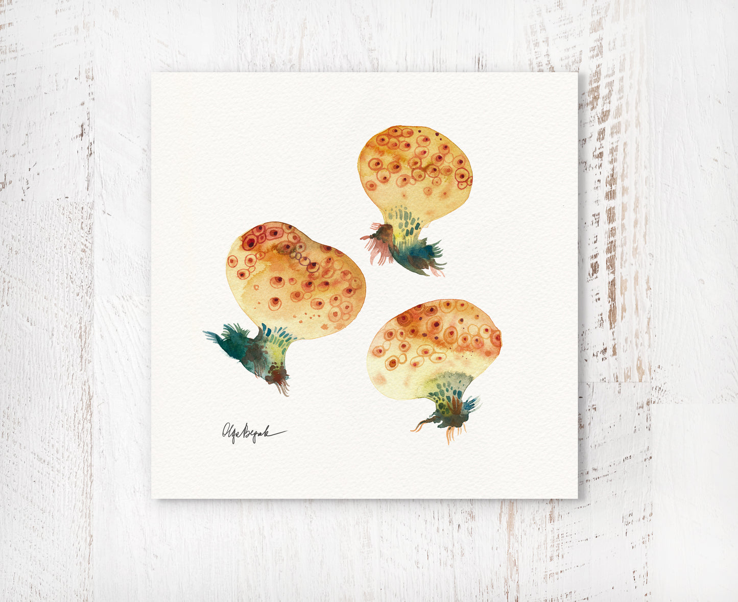 MUSHROOMS Watercolor Painting Giclée Print #W19