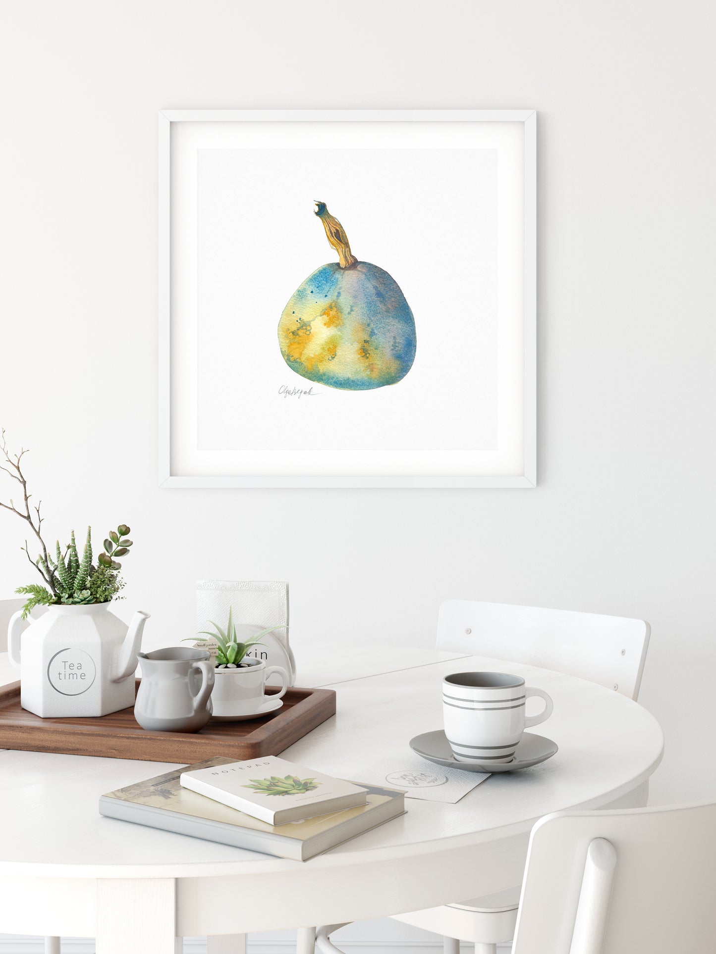 BLUE PUMPKIN Watercolor Painting Giclée Print #W21