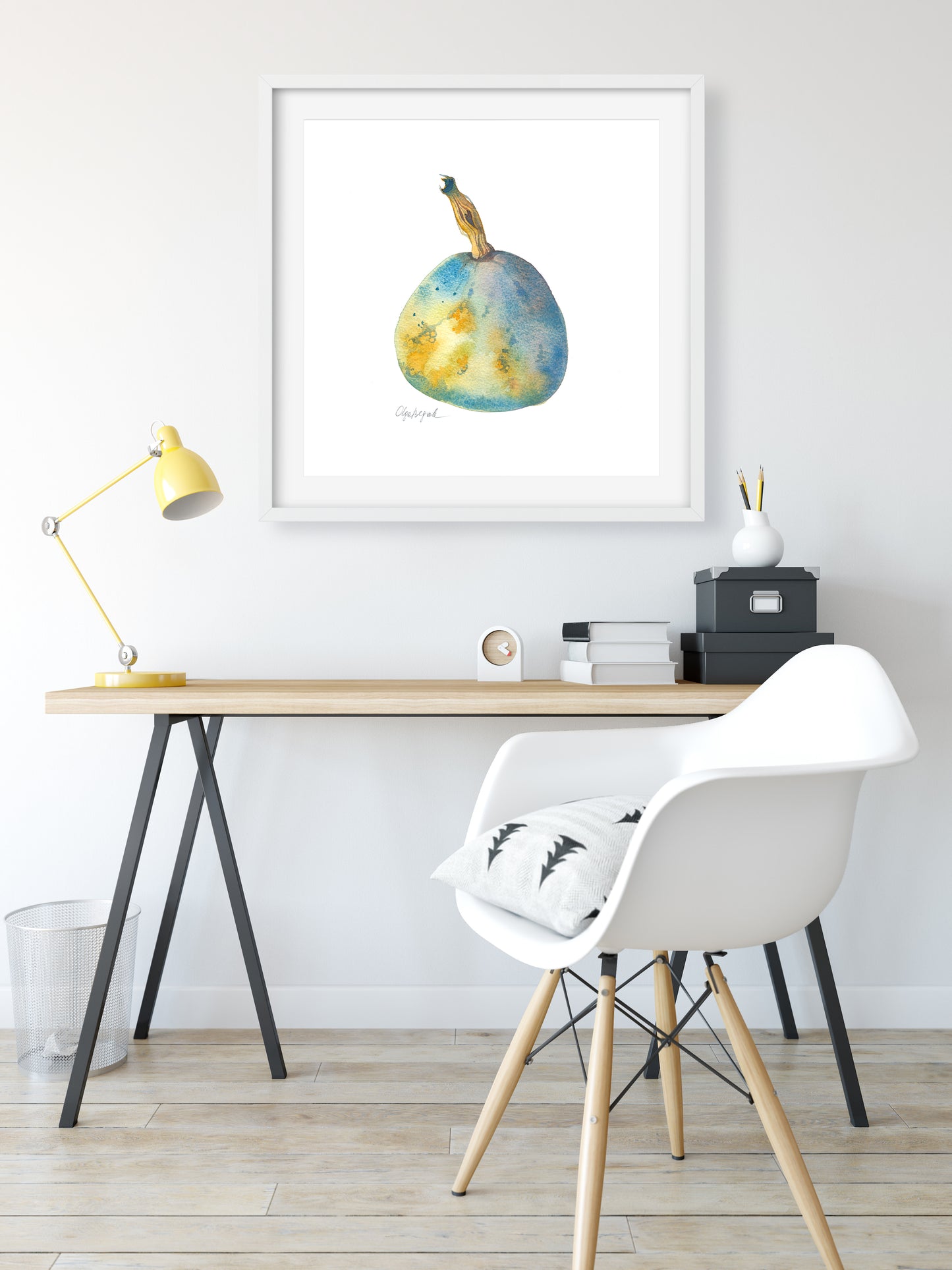 BLUE PUMPKIN Watercolor Painting Giclée Print #W21