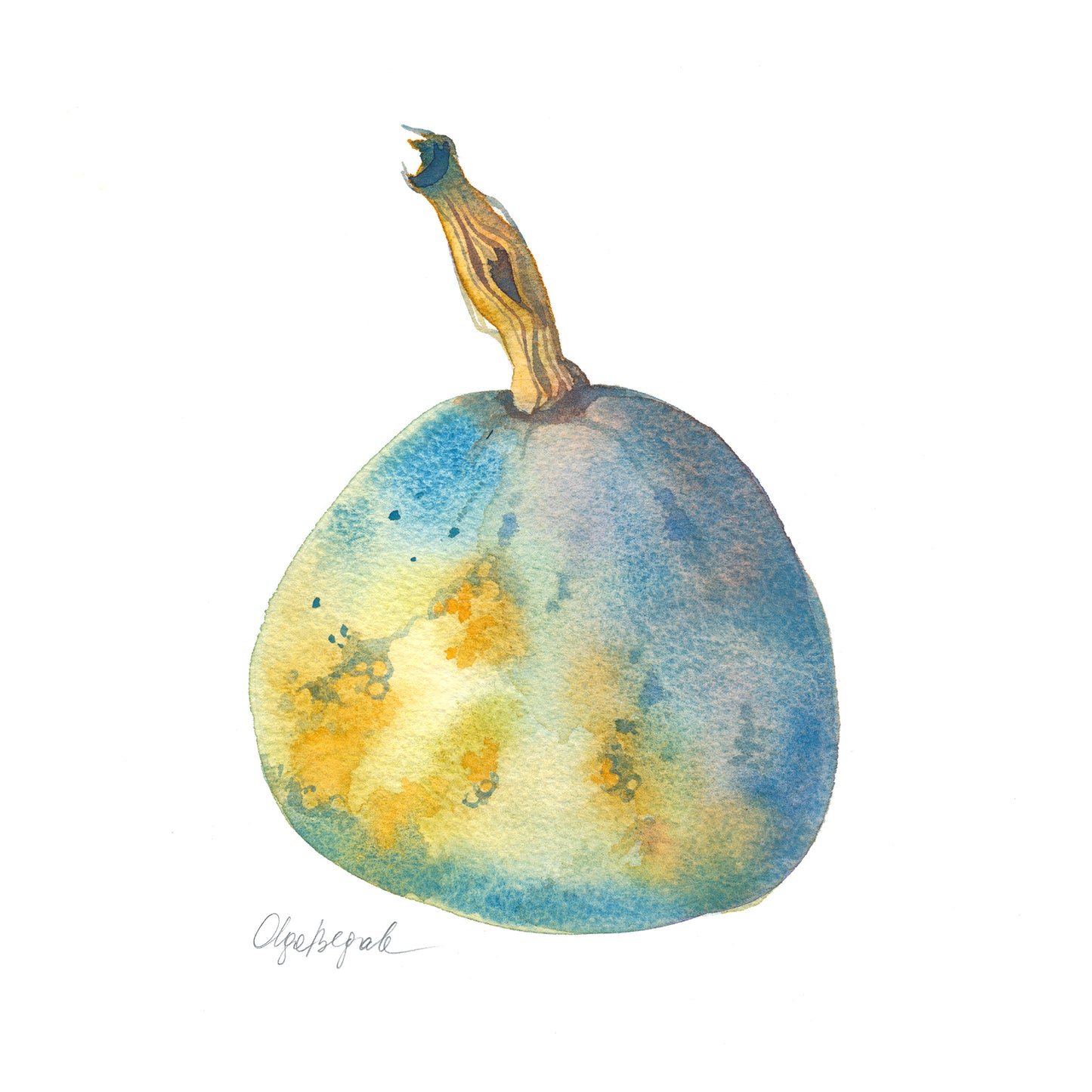 BLUE PUMPKIN Original Watercolor Painting