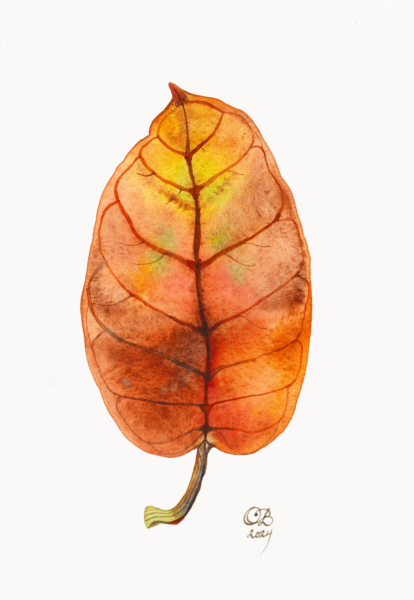 AUTUMN LEAF Watercolor Painting Giclée Print #W28