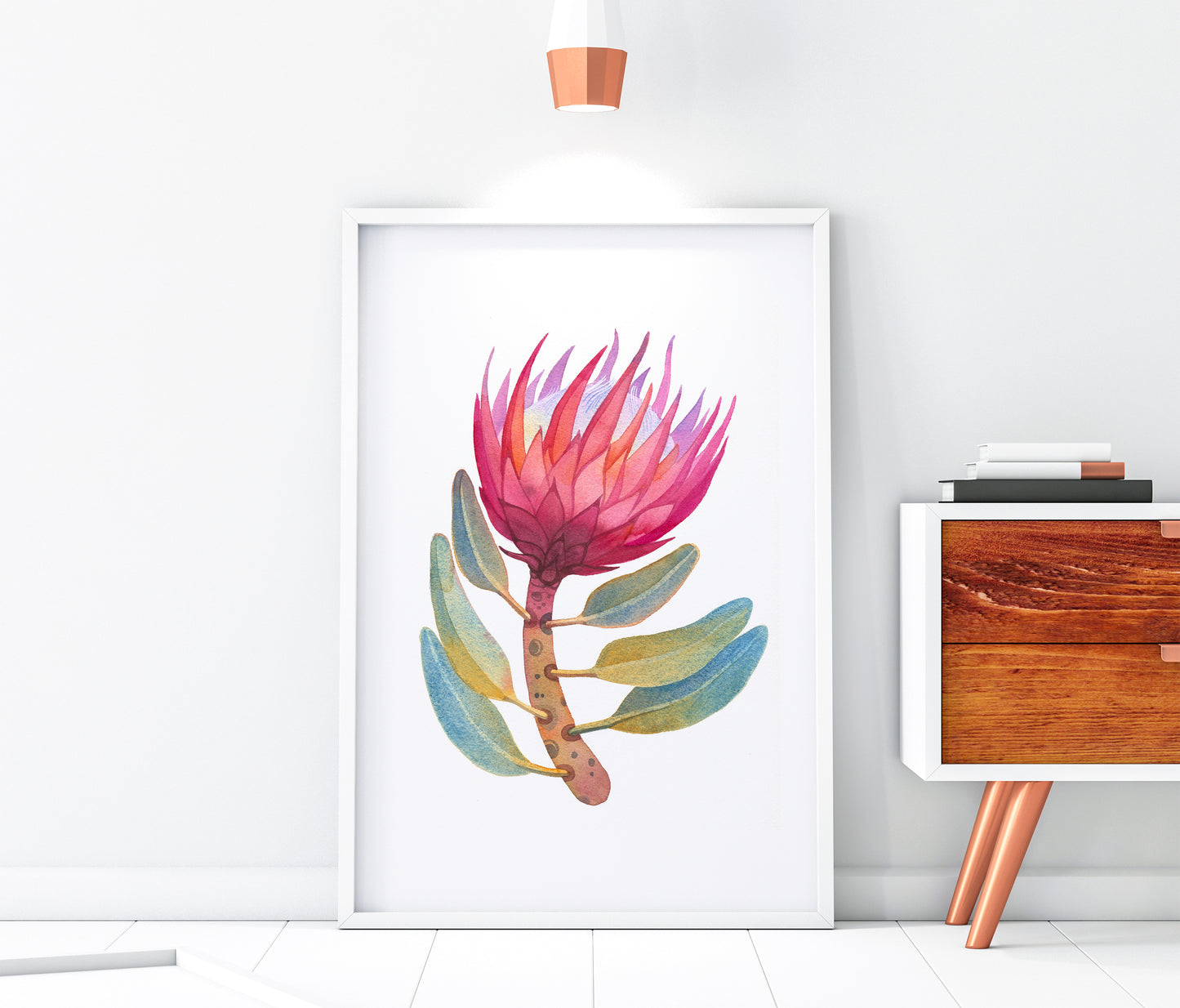 ROSA KÖNIG PROTEA Aquarell Malerei Giclée-Druck #W33