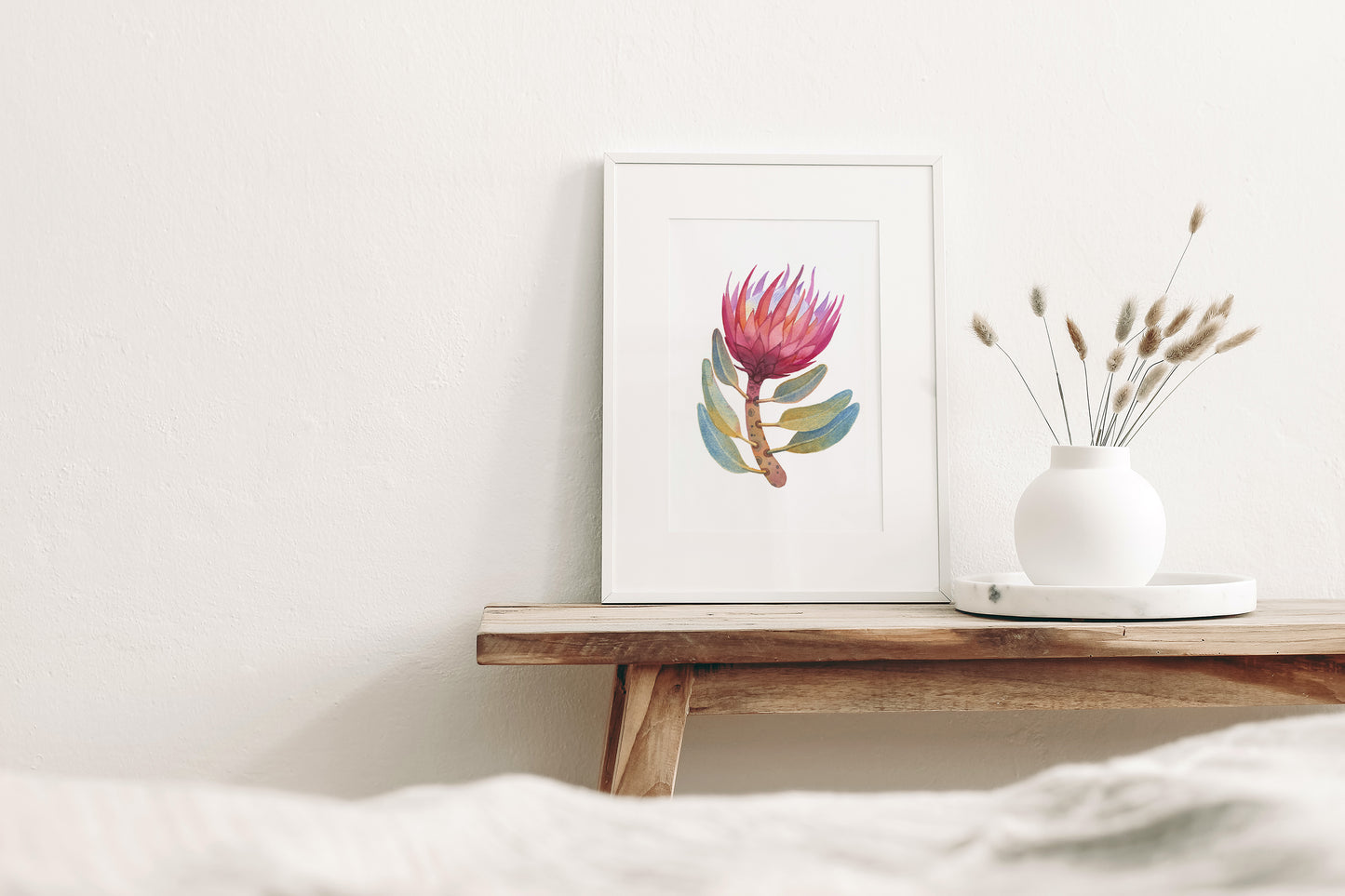 ROSA KÖNIG PROTEA Aquarell Malerei Giclée-Druck #W33