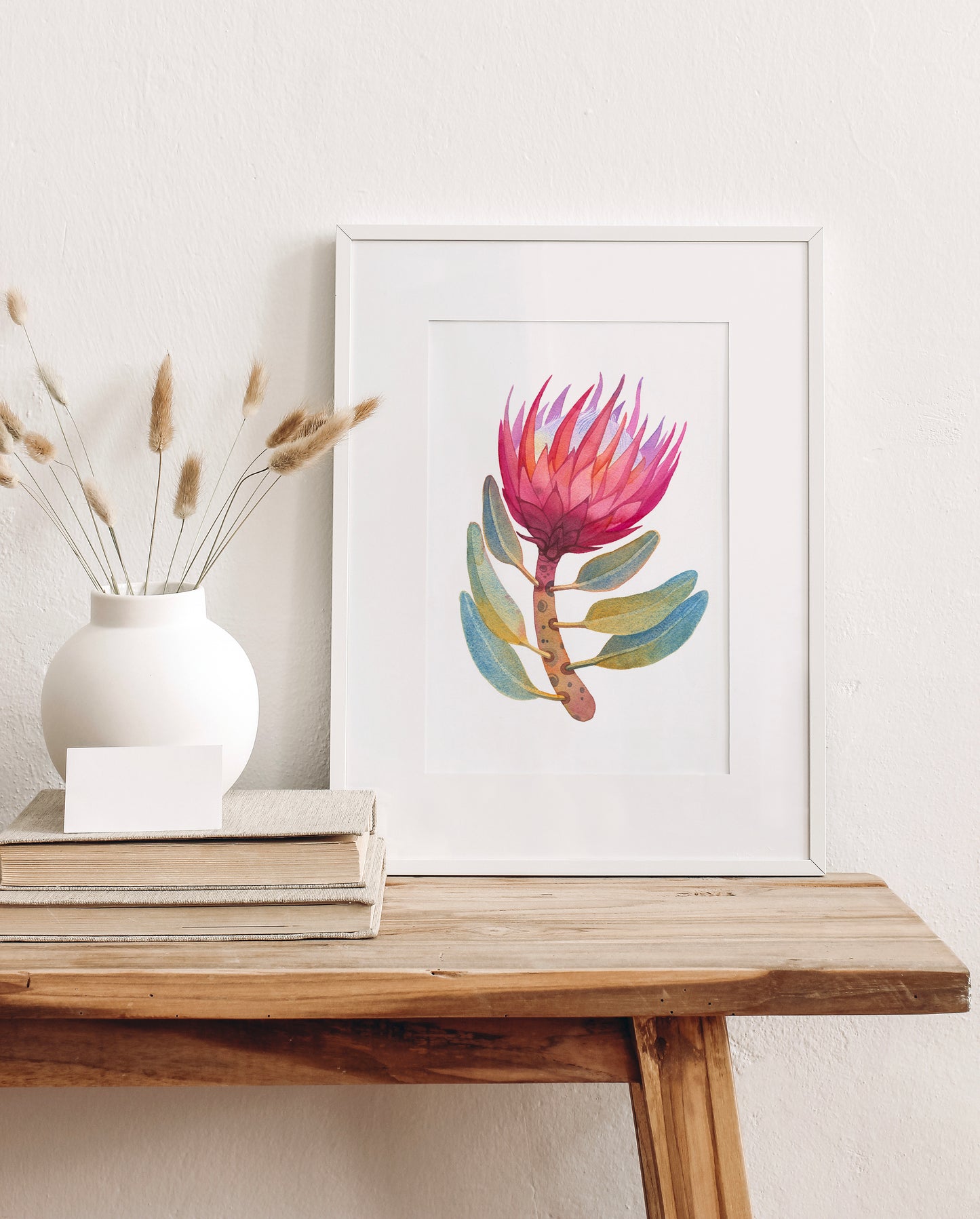 ROSA KÖNIG PROTEA Aquarell Malerei Giclée-Druck #W33
