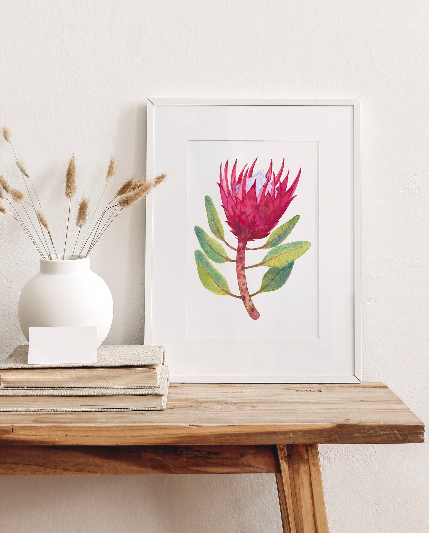PINK KING PROTEA Watercolor Painting Giclée Print #W34
