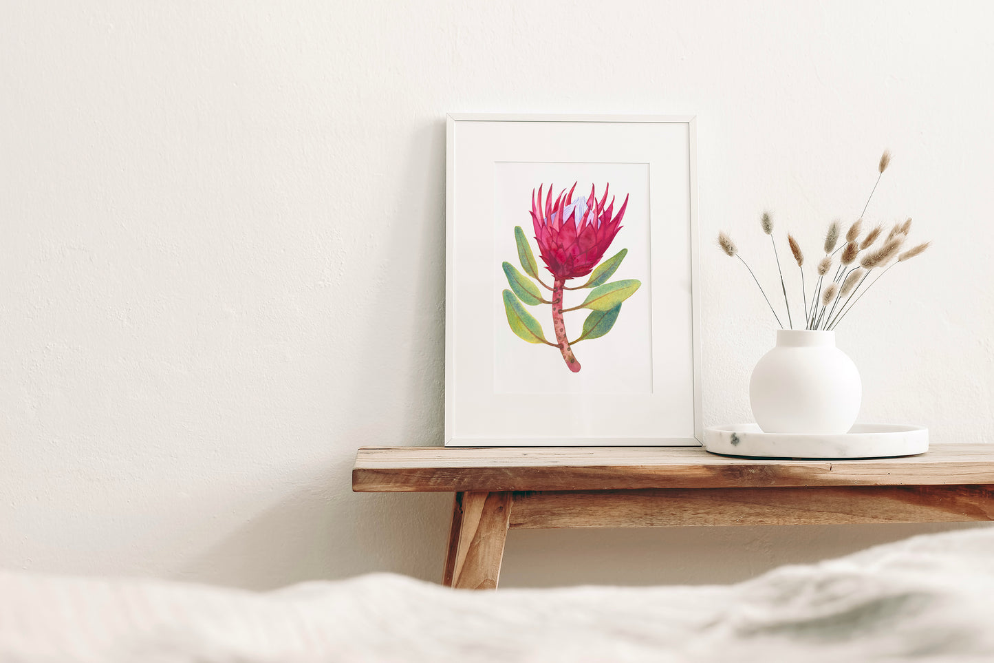 PINK KING PROTEA Watercolor Painting Giclée Print #W34