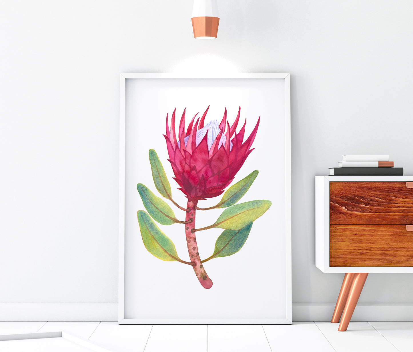 PINK KING PROTEA Watercolor Painting Giclée Print #W34