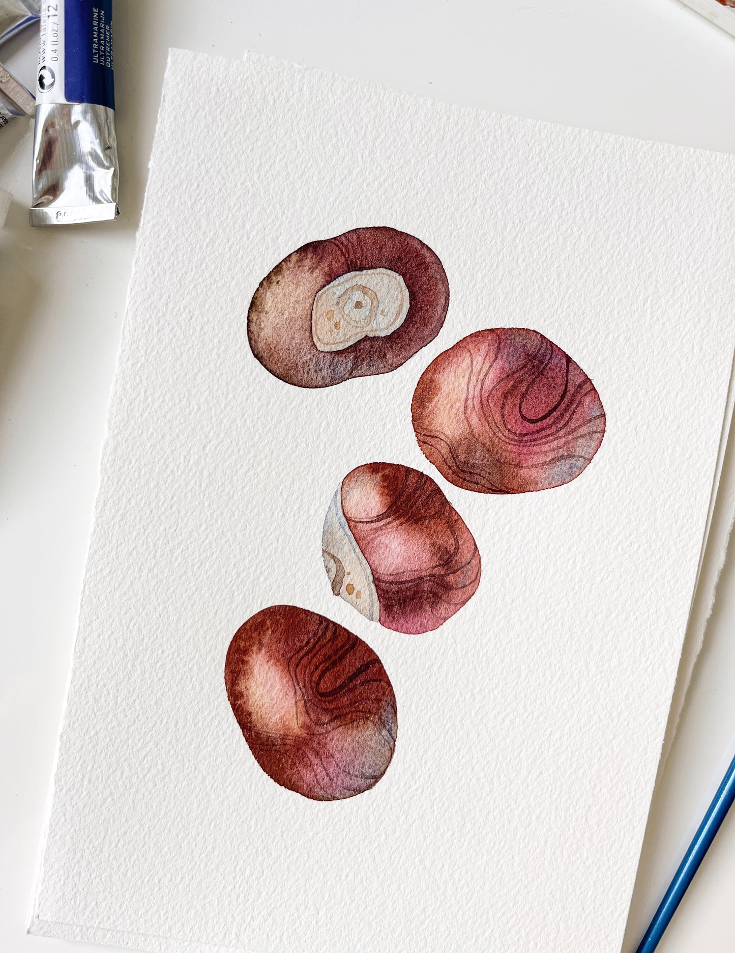 Rosskastanie Aquarell Malerei Giclée Kunstdruck #W39